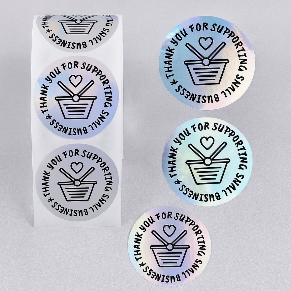 100pcs Thank You Stickers Holographic Small Business Labels 2”